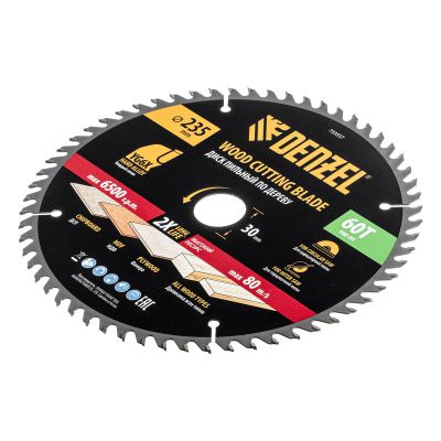 Пильный диск по дереву ф235 х 30 мм, 60 зубьев Denzel купить в Москве с доставкой по всей России | ProtosMarket.ru