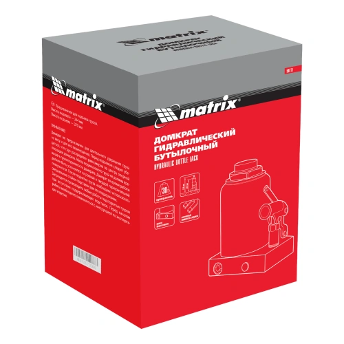 Домкрат гидравлический бутылочный, 30 т, h подъема 244-370 мм Matrix купить в Москве с доставкой по всей России | ProtosMarket.ru