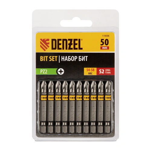 Бита PZ2х50, сталь S2, шестигранный профиль, 10 шт. Е 6,3 Denzel купить в Москве с доставкой по всей России | ProtosMarket.ru