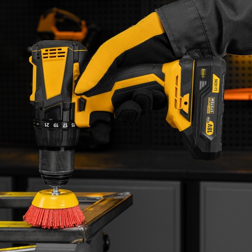 Щетка для дрели, 75 мм, Чашка, со шпилькой, нейлоновая щетина Denzel купить в Москве с доставкой по всей России | ProtosMarket.ru