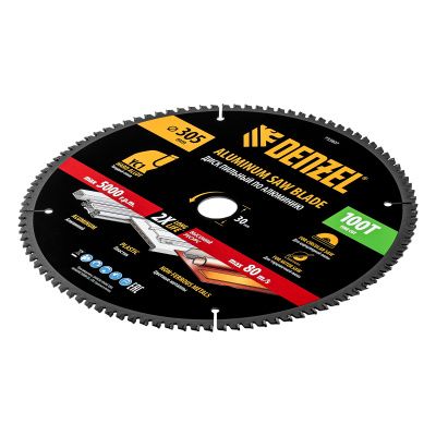 Пильный диск по алюминию ф305 х 30 мм, 100 зубьев Denzel купить в Москве с доставкой по всей России | ProtosMarket.ru