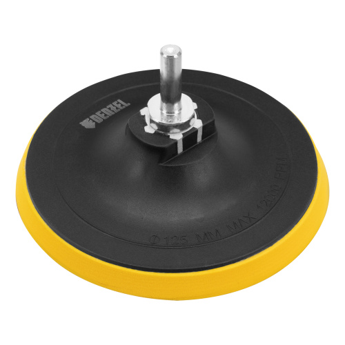 Тарелка опорная для дрели и УШМ с липучкой, 125 мм, стандартная, с адаптером c М14 на d8 Denzel купить в Москве с доставкой по всей России | ProtosMarket.ru