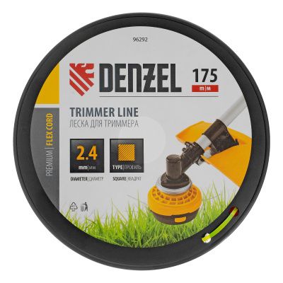 Леска для триммера квадрат, 2,4мм х 175м, на DIN катушке FLEX CORD Denzel купить в Москве с доставкой по всей России | ProtosMarket.ru