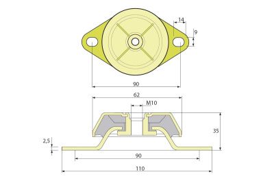Виброопора (PDH85/35/110  M12 NR60) купить в Москве с доставкой по всей России | ProtosMarket.ru