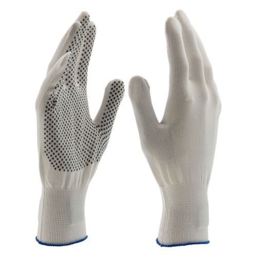 Перчатки Нейлон, ПВХ точка, 13 класс, белые, XL Россия купить в Москве с доставкой по всей России | ProtosMarket.ru