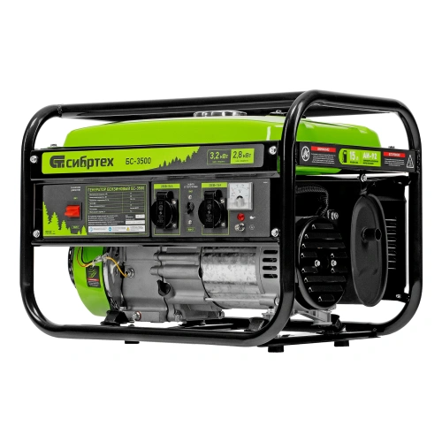 Генератор бензиновый БС-3500, 3.2 кВт, 230В, четырехтактный, 15 л, ручной стартер Сибртех купить в Москве с доставкой по всей России | ProtosMarket.ru