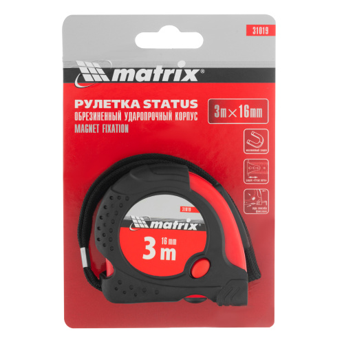 Рулетка Status Magnet fixation,3 м х 16 мм,обрезиненный корпус,зацеп с магнитом Matrix купить в Москве с доставкой по всей России | ProtosMarket.ru