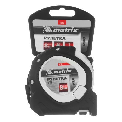 Рулетка Neon,8 м x 25 мм,обрезиненный корпус,3 фиксации,Pro Matrix купить в Москве с доставкой по всей России | ProtosMarket.ru