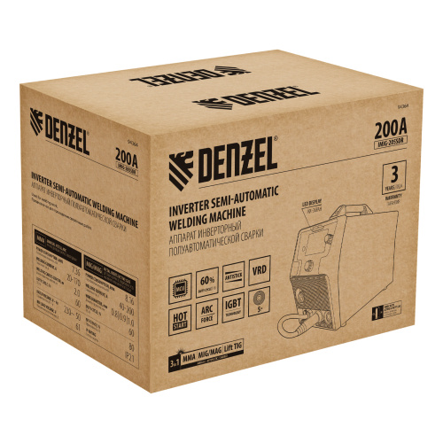 Аппарат инвертор. полуавтомат. cварки IMIG-205SDR, 200 А, ПВ 60%, катушка 5 кг Denzel купить в Москве с доставкой по всей России | ProtosMarket.ru