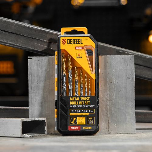 Набор сверл по металлу, 2-8мм, Р6М5-TiN, Golden Tip, 6 шт Denzel купить в Москве с доставкой по всей России | ProtosMarket.ru