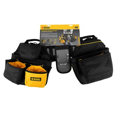 Пояс монтажника усиленный, с лямками, сумки поясные, держатель для молотка Denzel купить в Москве с доставкой по всей России | ProtosMarket.ru