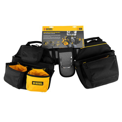 Пояс монтажника усиленный, с лямками, сумки поясные, держатель для молотка Denzel купить в Москве с доставкой по всей России | ProtosMarket.ru