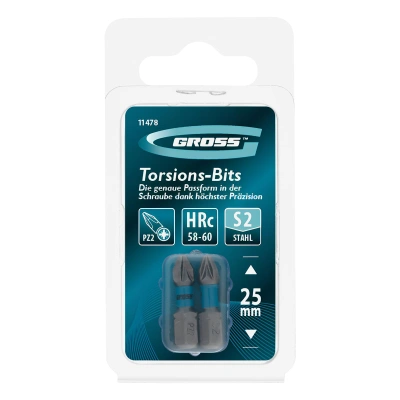 Бита торсионная PZ2 x 25 мм, для ударных шуруповертов, 2 шт. Gross купить в Москве с доставкой по всей России | ProtosMarket.ru
