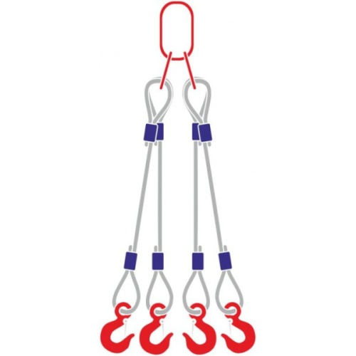 Строп канатный 4СК, с 4 крюками 2Т x 1,1М купить в Москве с доставкой по всей России | ProtosMarket.ru