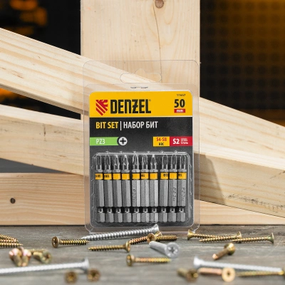 Бита PZ3х50, сталь S2, шестигранный профиль, 10 шт. Е 6,3 Denzel купить в Москве с доставкой по всей России | ProtosMarket.ru
