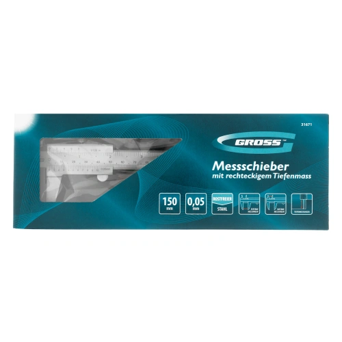 Штангенциркуль, 150 мм, 0.05 мм, нержавеющая сталь, с глубиномером Gross купить в Москве с доставкой по всей России | ProtosMarket.ru