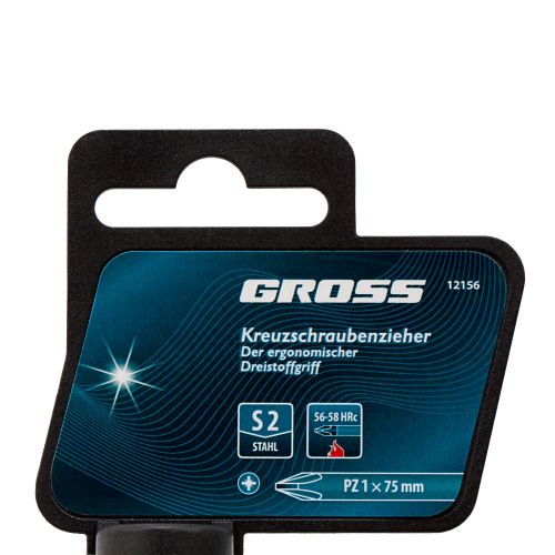 Отвертка PZ1 x 75 мм, S2, трехкомпонентная ручка Gross купить в Москве с доставкой по всей России | ProtosMarket.ru