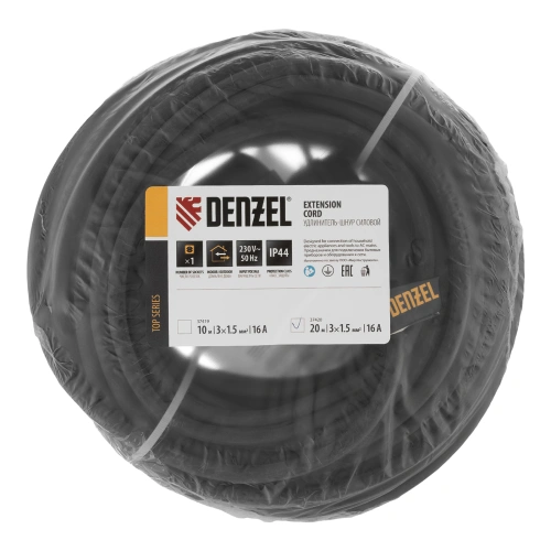 Удлинитель-шнур силовой Top Series, КГТТ, 20м, 1 розетка, 3 x 1,5 мм Denzel купить в Москве с доставкой по всей России | ProtosMarket.ru