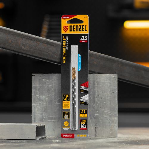Сверло спиральное по металлу 3,5 х 112 мм, Р6М5, Golden Tip, удлиненное, 2шт. Denzel купить в Москве с доставкой по всей России | ProtosMarket.ru