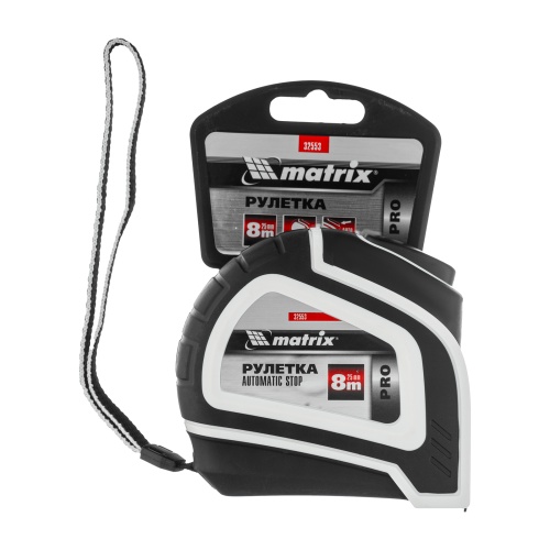 Рулетка Autostop,8 м х 25 мм,двухкомпонентный корпус,автоматическая фиксация,Pro Matrix купить в Москве с доставкой по всей России | ProtosMarket.ru