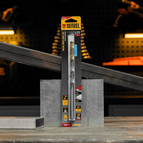 Сверло спиральное по металлу 11 х 195 мм, Р6М5, Golden Tip, удлиненное Denzel купить в Москве с доставкой по всей России | ProtosMarket.ru