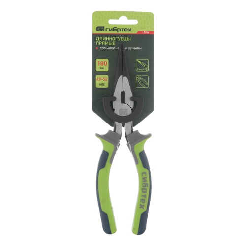 Длинногубцы прямые 180 мм, фосфатирование, трехкомпонентные рукоятки Сибртех купить в Москве с доставкой по всей России | ProtosMarket.ru