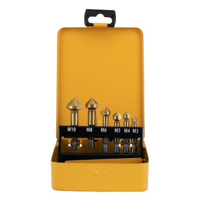 Набор зенковок, HSS, M3-M10, 6 шт, металл. кейс // Denzel купить в Москве с доставкой по всей России | ProtosMarket.ru