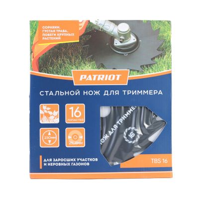 Нож PATRIOT TBS 16 для триммера (230х25.4 мм, 16 зубьев) купить в Москве с доставкой по всей России | ProtosMarket.ru