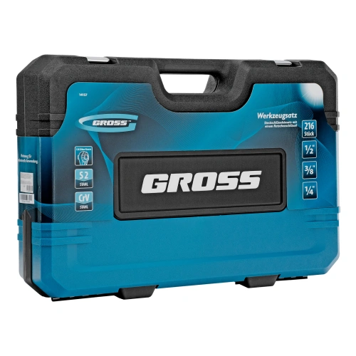 Набор инструментов, 1/2", 3/8", 1/4", CrV, 120 зубьев, 216 предметов Gross купить в Москве с доставкой по всей России | ProtosMarket.ru
