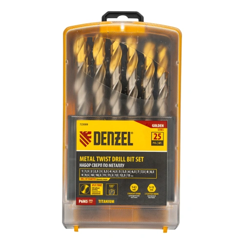 Набор сверл по металлу, 1-13 мм, Р6М5-TiN, Golden Tip, 25 шт Denzel купить в Москве с доставкой по всей России | ProtosMarket.ru