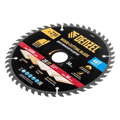Пильный диск по дереву ф210 х 30 мм, 48 зубьев Denzel купить в Москве с доставкой по всей России | ProtosMarket.ru
