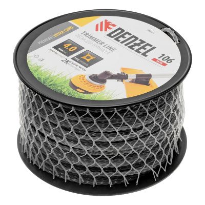 Леска для триммера двухкомпонентная витой квадрат, 4,0мм х 106м, на DIN катушке EXTRA CORD Denzel купить в Москве с доставкой по всей России | ProtosMarket.ru