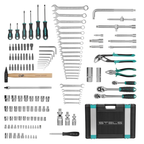 Набор инструментов, 1/2",3/8", 1/4", CrV, пластиковый кейс 142 предмета Stels купить в Москве с доставкой по всей России | ProtosMarket.ru
