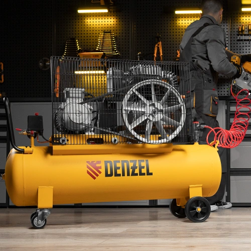 Компрессор воздушный, ременный привод BCI4000-T/100, 4.0 кВт, 100 литров, 690 л/мин Denzel купить в Москве с доставкой по всей России | ProtosMarket.ru