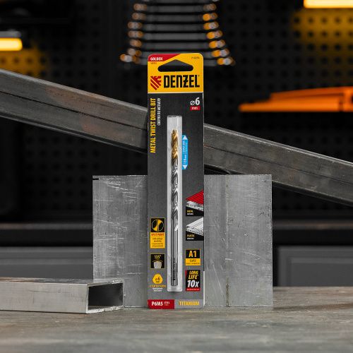 Сверло спиральное по металлу 6 х 139 мм, Р6М5, Golden Tip, удлиненное Denzel купить в Москве с доставкой по всей России | ProtosMarket.ru