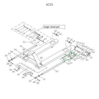 Рычаг силового блока для гидравлических тележек AC25 купить в Москве с доставкой по всей России | ProtosMarket.ru