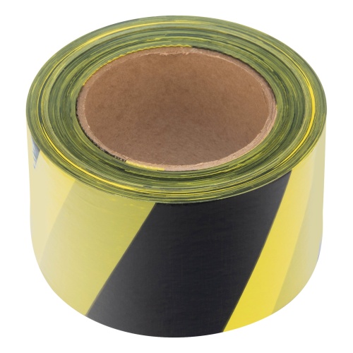 Лента сигнальная, 75 мм х 200 м, черно-желтая Россия Сибртех купить в Москве с доставкой по всей России | ProtosMarket.ru