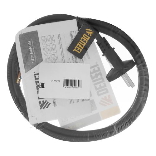 Шнур сетевой Energy Series, ПВС, 1,5 м, 2 x 1,5 мм, с неразборной вилкой, черный, Denzel купить в Москве с доставкой по всей России | ProtosMarket.ru