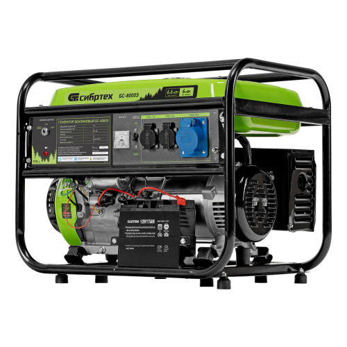 Генератор бензиновый БС-8000Э, 6,6 кВт, 230В, четырехтактный, 25 л, электростартер Сибртех купить в Москве с доставкой по всей России | ProtosMarket.ru