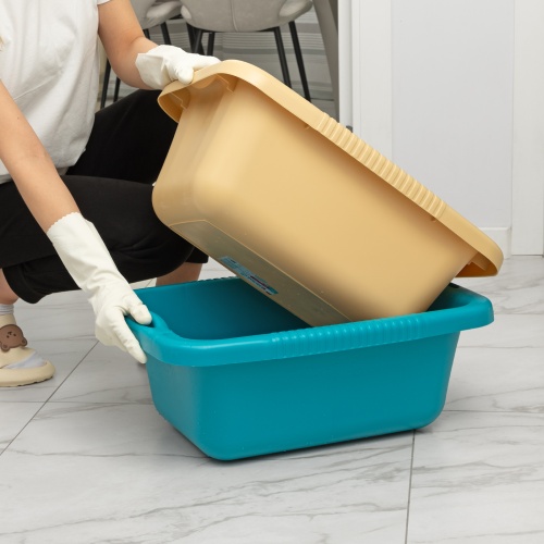 Таз пластмассовый прямоугольный 25 л, бежевый, Home Palisad купить в Москве с доставкой по всей России | ProtosMarket.ru