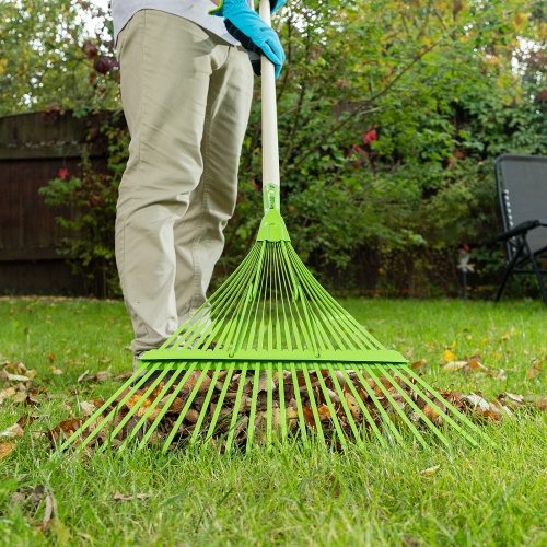 Грабли веерные стальные, 565 мм, 22 плоских зуба, эмалированные, усиленные, без черенка, Palisad купить в Москве с доставкой по всей России | ProtosMarket.ru