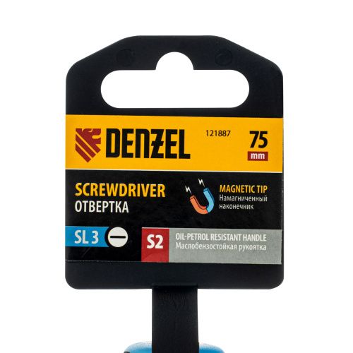Отвертка, SL3х75 мм, S2, 3к рукоятка Denzel купить в Москве с доставкой по всей России | ProtosMarket.ru