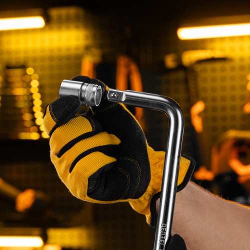 Вороток Г-образный, 300*75 мм, квадрат 1/2", CrV, матовый хром Denzel купить в Москве с доставкой по всей России | ProtosMarket.ru