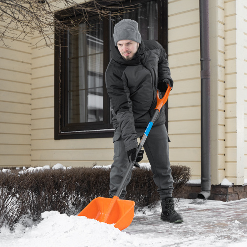 Лопата для уборки снега пластиковая, 400х405х1380 мм, стальной черенок, усиленная Сибртех купить в Москве с доставкой по всей России | ProtosMarket.ru