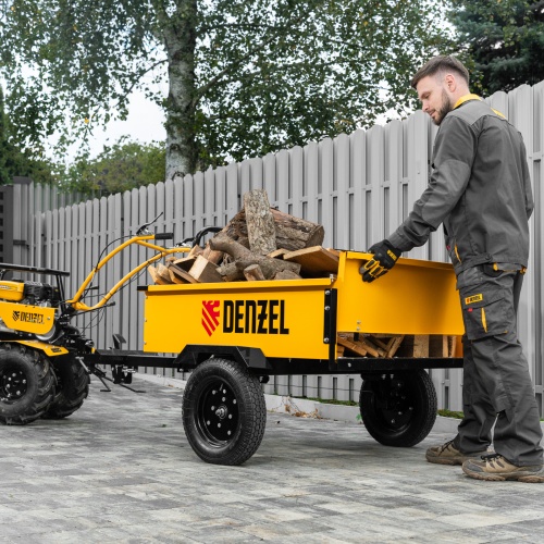 Прицеп для мотоблока TT-500, оцинк., груз. 500 кг, рег. сцепка, колеса 4.00-10, в упаковке Denzel купить в Москве с доставкой по всей России | ProtosMarket.ru