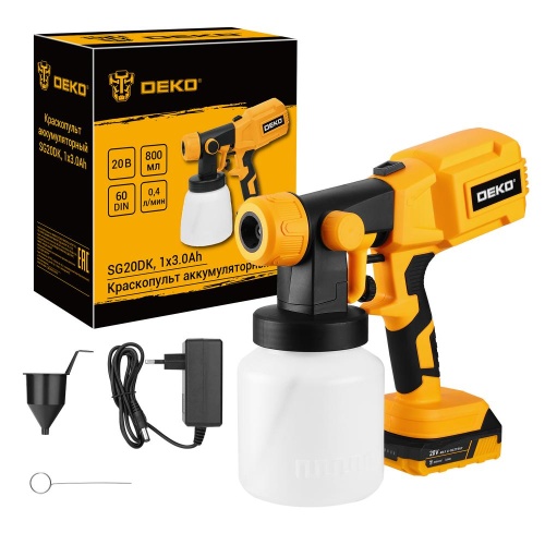 Краскопульт аккумуляторный DEKO SG20DK, 20В, 800 мл, 1x3.0Ач купить в Москве с доставкой по всей России | ProtosMarket.ru