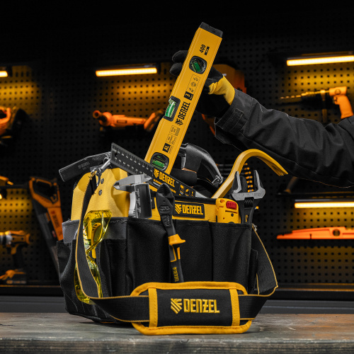 Переноска для инструмента, 260х240х300 мм, 22 кармана, наплечный ремень Denzel купить в Москве с доставкой по всей России | ProtosMarket.ru
