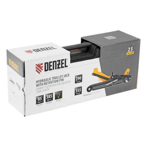 Домкрат гидравлический подкатной с фиксатором, 2,5 т,  85-385 мм, в пласт. кейсе Denzel купить в Москве с доставкой по всей России | ProtosMarket.ru
