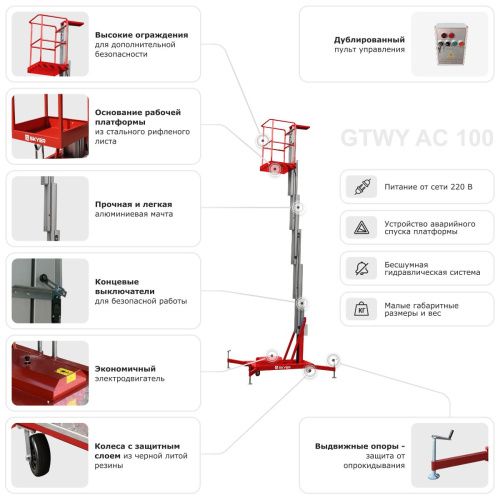 Одномачтовый подъемник SKYER GTWY9-100 купить в Москве с доставкой по всей России | ProtosMarket.ru
