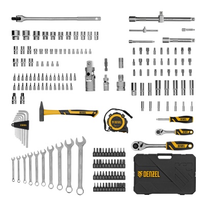 Набор инструментов, 1/2", 1/4", CrV, S2, пластиковый кейс, 194 предмета Denzel купить в Москве с доставкой по всей России | ProtosMarket.ru